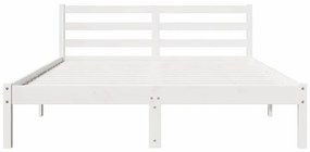 vidaXL Κρεβάτι με κεφαλάρι Λευκό 220 x 160 εκ Μασίφ ξύλο πεύκου