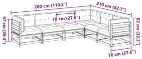 Καναπές Κήπου Σετ 6 τεμ. Εμποτισμένο Ξύλο Πεύκου με Μαξιλάρια - Καφέ