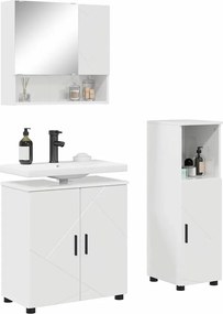 vidaXL Σετ Επίπλων Μπάνιου Επιτοίχιο 3 pcs Υψηλής γυαλάδας λευκό