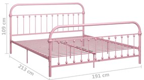 vidaXL Πλαίσιο Κρεβατιού Ροζ 180 x 200 εκ. Μεταλλικό