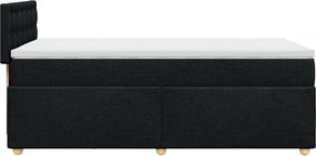vidaXL Κρεβάτι Boxspring με Στρώμα Μαύρο Single Υφασμάτινα