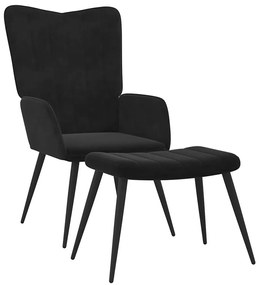 vidaXL Πολυθρόνα Relax Μαύρη Βελούδινη με Σκαμπό