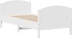 vidaXL Σκελετός Κρεβ. Χωρίς Στρώμα Λευκό 75x190 εκ Μασίφ Πεύκο