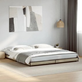 vidaXL Πλαίσιο Κρεβατιού Sonoma Δρυς 200x200 εκ. Επεξ. Ξύλο &amp; Μέταλλο