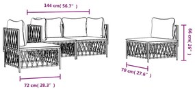 Σαλόνι Κήπου Σετ 4 τεμ. Ανθρακί από Ατσάλι με Μαξιλάρια - Ανθρακί