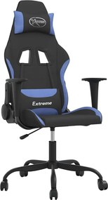 VidaXL Καρέκλα Μασάζ Gaming Μαύρη και Μπλε Υφασμάτινη