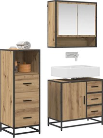 vidaXL Σετ Επίπλων Μπάνιου 3 pcs Artisan Oak Επεξεργασμένο ξύλο