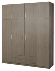 Intrahome Ντουλάπα τετράφυλλη με πατάρι σε σταχτί χρώμα 200x55x240 Intrahomesa-00652460