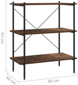 vidaXL Ραφιέρα 3 Επιπέδων Μαύρη και Φυσικό 80 x 40 x 92 εκ.