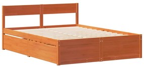 vidaXL Σκελετός Κρεβατιού Χωρίς Στρώμα Καφέ 140x200 Μασίφ Ξύλο Πεύκου