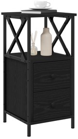 vidaXL Κομοδίνα 2 τμχ Μαύρη Δρυς 34x35,5x70 εκ Επεξεργασμένο Ξύλο