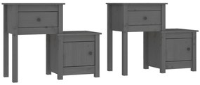 vidaXL Κομοδίνα 2 τεμ. Γκρί 79,5x38x65,5 εκ. από Μασίφ Ξύλο Πεύκου