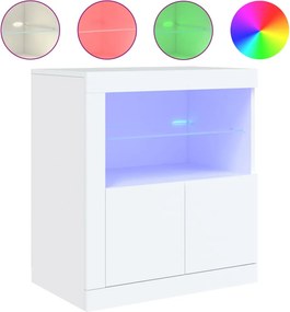 vidaXL Μπουφές με Φώτα LED Λευκός 60,5 x 37 x 67 εκ.