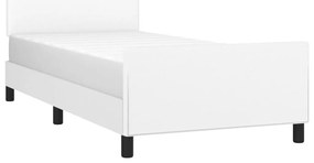 vidaXL Πλαίσιο Κρεβατιού με Κεφαλάρι Λευκό90x190εκ. από ΣυνθετικόΔέρμα