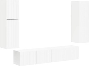 vidaXL Σετ επίπλου τηλεόρασης Επιτοίχιο 4 pcs Λευκό Επεξεργασμένο ξύλο