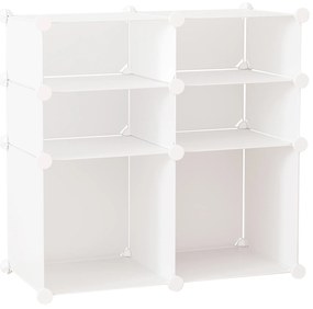 HOMCOM Ντουλάπι παπουτσιών, ράφι με κουτιά αποθήκευσης, ντουλάπα, πλαστικό, ατσάλι, λευκό, 75 x 37 x 73 εκ.