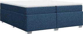 vidaXL Κρεβάτι Boxspring με Στρώμα Μπλε 200x200 εκ. Υφασμάτινο