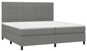 Κρεβάτι Boxspring με Στρώμα &amp; LED Σκ.Γκρι 200x200εκ. Υφασμάτινο - Γκρι