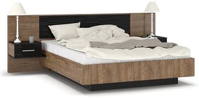 Κρεβάτι Romilly pakoworld μαύρο gloss-καρυδί 160x200εκ