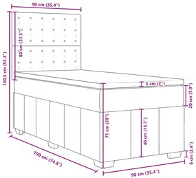 Κρεβάτι Boxspring με Στρώμα Taupe 90x190 εκ.Υφασμάτινο - Μπεζ-Γκρι