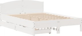 vidaXL Σκελετός Κρεβ. Χωρίς Στρώμα Λευκό 135x190 εκ Μασίφ Πεύκο
