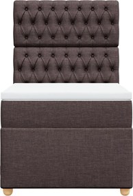 vidaXL Κρεβάτι Boxspring με Στρώμα Σκούρο Καφέ 90x200 εκ. Υφασμάτινο