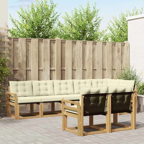 vidaXL Σειρά Καναπέ Εξωτερικού με μαξιλάρι 8 pcs Λευκό και Κρεμ
