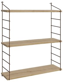 Ραφιέρα τοίχου Armoni Megapap χρώμα sapphire oak - καφέ μέταλλο 72x20x85εκ.