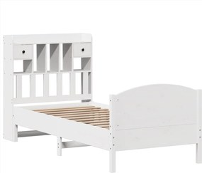vidaXL Κρεβάτι Βιβλιοθήκη Χωρίς Στρώμα Λευκό 75x190 εκ Μασίφ Πεύκο