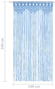 vidaXL Κουρτίνα Μακραμέ Μπλε 140 x 240 εκ. Βαμβακερή