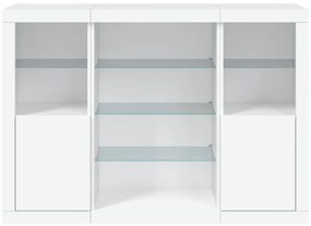 vidaXL Μπουφέδες με Φώτα LED 3 τεμ. Λευκοί από Επεξεργασμένο Ξύλο