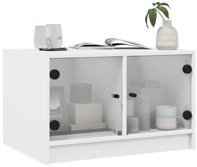 vidaXL Τραπεζάκι Σαλονιού Λευκό 68x50x42 εκ. με Γυάλινες Πόρτες
