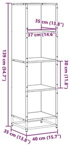 Βιβλιοθήκη με 5 Ράφια Μαύρη 40x35x139 εκ. Επεξεργασμένο Ξύλο - Μαύρο