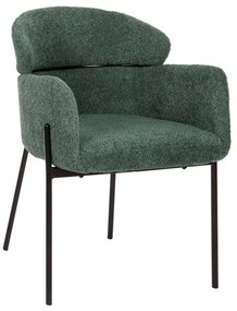 ARMCHAIR WOLF  PETROL GREEN BOUCLE FABRIC-BLACK METAL LEGS 58x58x80Hcm.