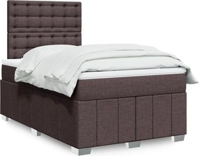vidaXL Κρεβάτι Boxspring με Στρώμα Σκούρο Καφέ 120x190 εκ Υφασμάτινο