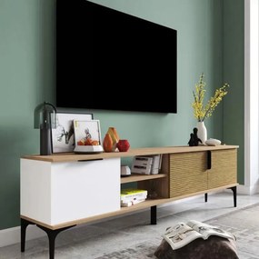 Έπιπλο τηλεόρασης Kowel μελαμίνης λευκό-oak 180x34x51εκ