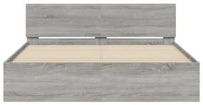 vidaXL Πλαίσιο Κρεβατιού με Κεφαλάρι Γκρι Sonoma 140x200 εκ.