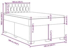 Κρεβάτι Boxspring με Στρώμα Σκούρο Γκρι 120x190 εκ Υφασμάτινο 3285835