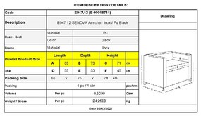 GENOVA ΠΟΛΥΘΡΟΝΑ ΣΑΛΟΝΙΟΥ ΚΑΘΙΣΤΙΚΟΥ, INOX - PU ΜΑΥΡΟ