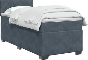 vidaXL Κρεβάτι Box Spring με Στρώμα και LED Σκούρο Γκρι 100 x 200 cm