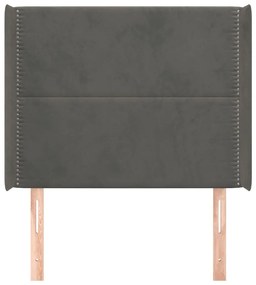 Κεφαλάρι με Πτερύγια Σκούρο Γκρι 83x16x118/128εκ.Βελούδινο 3119471