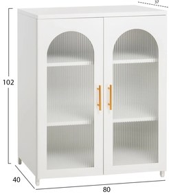 ΜΕΤΑΛΛΙΚΟ ΝΤΟΥΛΑΠΙ ΒΙΤΡΙΝΑ CARIL  ΛΕΥΚΟ 80x37-40x102Yεκ.