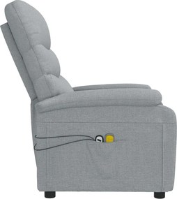 vidaXL Πολυθρόνα Μασάζ Ηλεκτρική Ανοιχτό Γκρι Υφασμάτινη