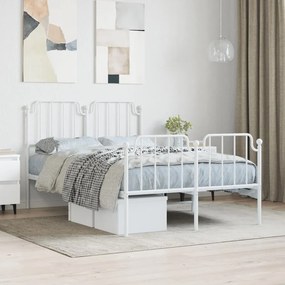 Πλαίσιο Κρεβατιού με Κεφαλάρι/Ποδαρικό Λευκό 120x190εκ. Μέταλλο
