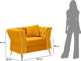 Πολυθρόνα με Μαξιλάρια Μουσταρδί EMY Μουσταρδί και Χρυσό 83x104x76
