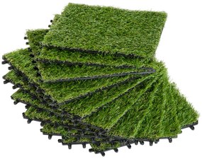 Outsunny Τεχνητό Γκαζόν, Ρεαλιστικό, Λειτουργία Αποστράγγισης, 6,5 χιλιάδες ίνες/m², Ύψος 25mm, Σετ 10 τεμαχίων των 30x30cm, Πράσινο