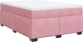 vidaXL Κρεβάτι Boxspring με Στρώμα Ροζ 140x200 εκ. Βελούδινο