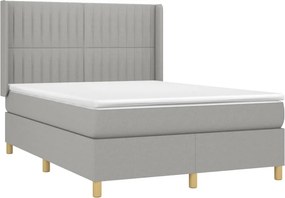 vidaXL Κρεβάτι Boxspring με Στρώμα &amp; LED Αν.Γκρι 140x190εκ. Υφασμάτινο