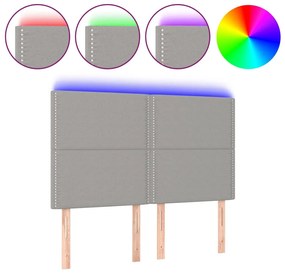vidaXL Κεφαλάρι Κρεβατιού LED Ανοιχτό Γκρι 144x5x118/128 εκ.