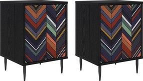 vidaXL Κομοδίνο OMMEN 2 τμχ. Μαύρη Δρυς 36 x 33 x 51 εκ.